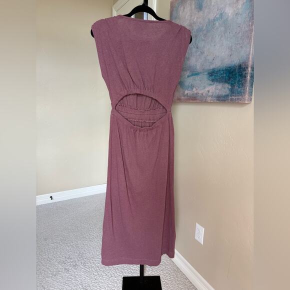 Soft Joie Linen Blend Midi Dress Mauve Sleeveless Cutout Back Women’s XS - Picture 3 of 6